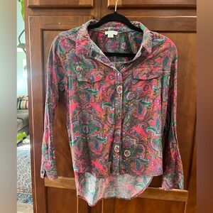 Sundance Pink and Green Paisley Button-Down Shirt